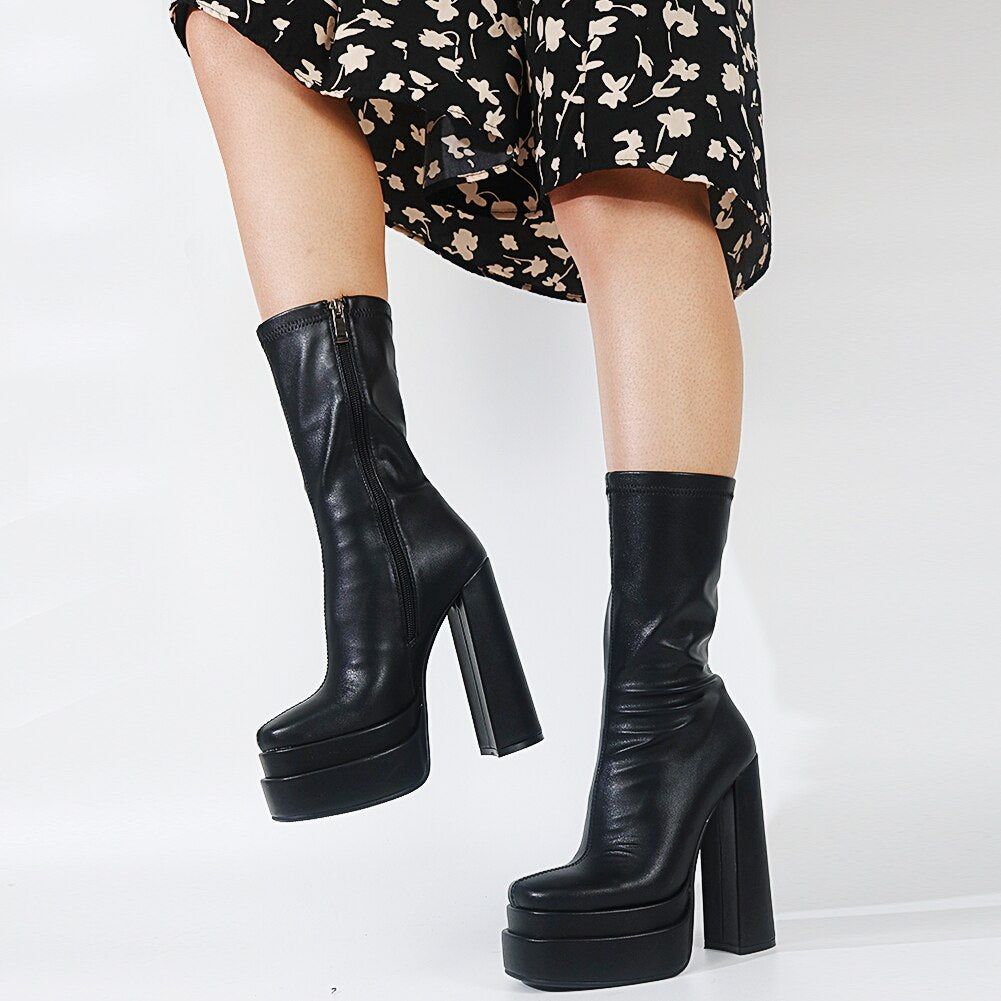 Abezethibou Platform Mid Calf Boots