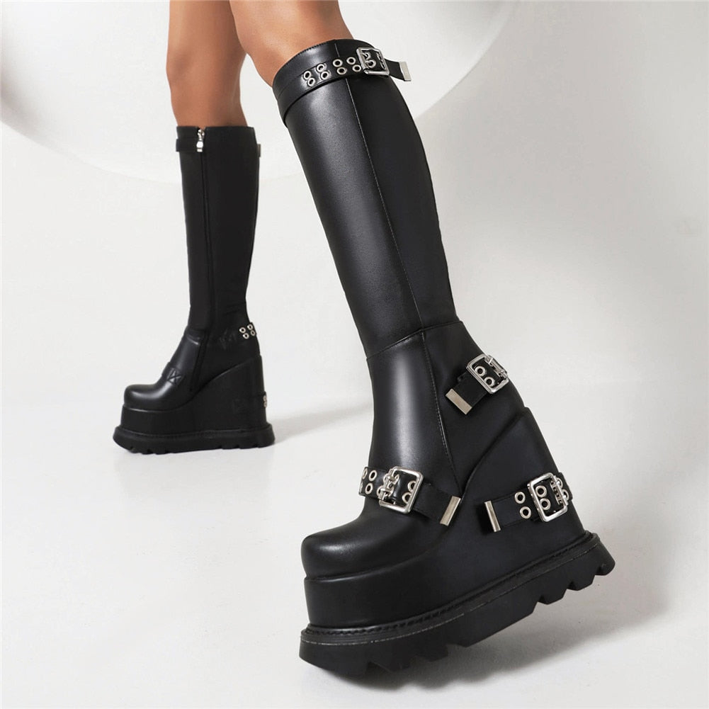 Aeshma Platform Knee High Boots