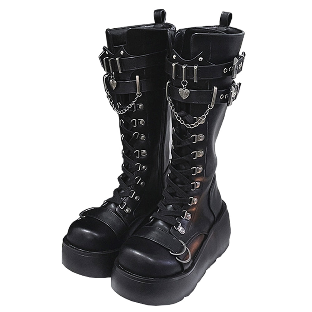 Abraxas Mid Calf Platform Boots