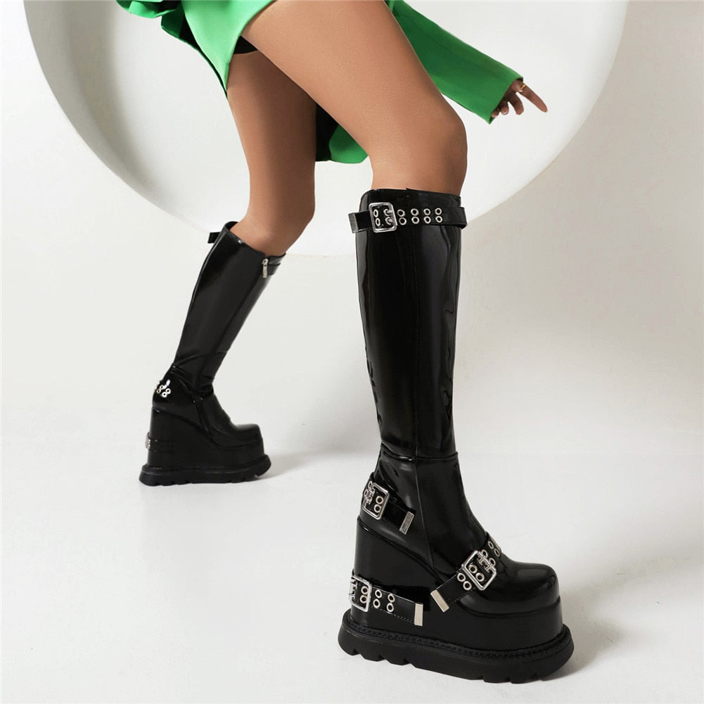 Aeshma Platform Knee High Boots