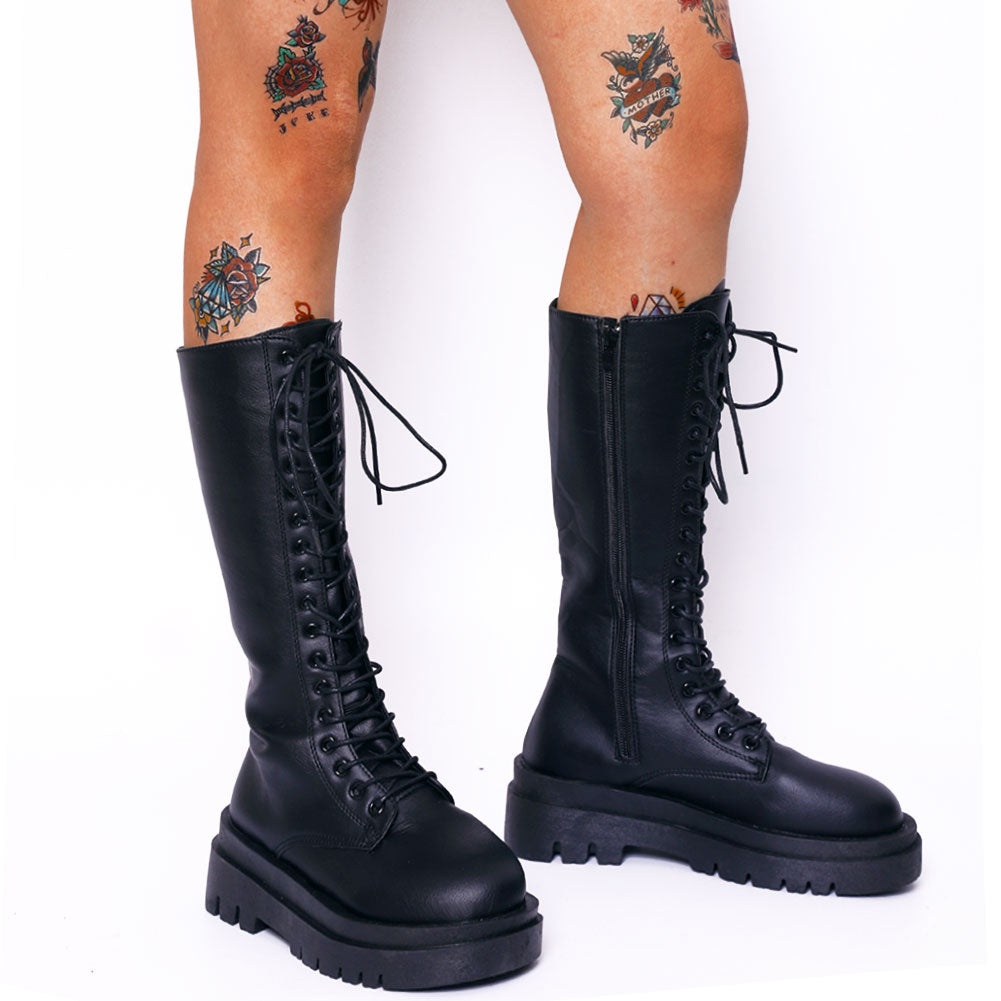 Crocell Mid Calf Combat Boots – Satanis Footwear